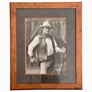 John Wayne Framed‎ Black and White Photograph Iconic Cowboy Western Portrait